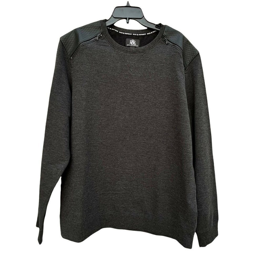 Rock & Republic Mens Lightweight Sweatshirt New Black Fleece Lined 2XL